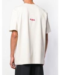 Мужская бежевая футболка с круглым вырезом с принтом от Puma