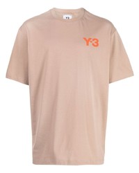 Мужская бежевая футболка с круглым вырезом с принтом от Y-3