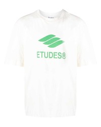 Мужская бежевая футболка с круглым вырезом с принтом от Études