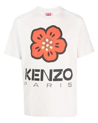 Мужская бежевая футболка с круглым вырезом с цветочным принтом от Kenzo