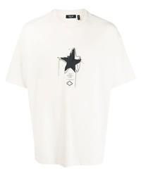 Бежевая футболка с круглым вырезом со звездами