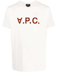 Мужская бежевая футболка с круглым вырезом от A.P.C.