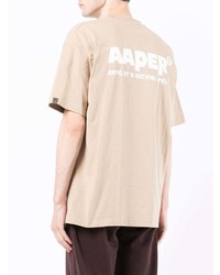 Мужская бежевая футболка с круглым вырезом от AAPE BY A BATHING APE