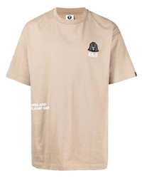 Мужская бежевая футболка с круглым вырезом от AAPE BY A BATHING APE