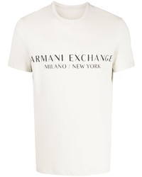 Мужская бежевая футболка с круглым вырезом от Armani Exchange