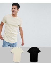Мужская бежевая футболка с круглым вырезом от ASOS DESIGN