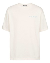 Мужская бежевая футболка с круглым вырезом от Balmain