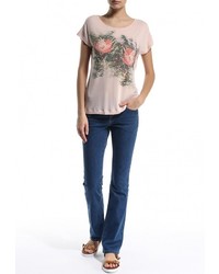 Женская бежевая футболка с круглым вырезом от Baon