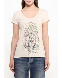 Женская бежевая футболка с круглым вырезом от Baon