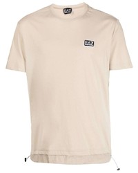 Мужская бежевая футболка с круглым вырезом от Ea7 Emporio Armani