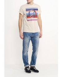 Мужская бежевая футболка с круглым вырезом от F5