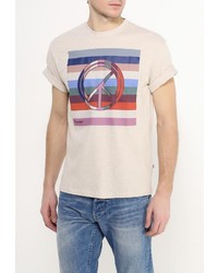 Мужская бежевая футболка с круглым вырезом от F5