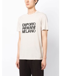 Мужская бежевая футболка с круглым вырезом от Emporio Armani