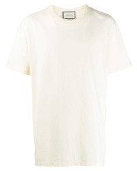 Мужская бежевая футболка с круглым вырезом от Gucci