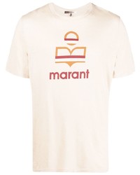 Мужская бежевая футболка с круглым вырезом от Isabel Marant