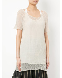 Женская бежевая футболка с круглым вырезом от Uma Wang