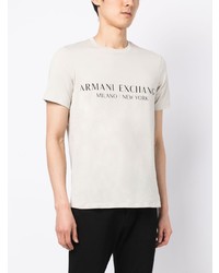 Мужская бежевая футболка с круглым вырезом от Armani Exchange