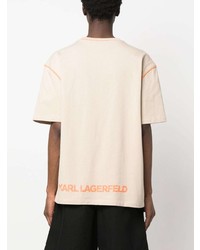 Мужская бежевая футболка с круглым вырезом от Karl Lagerfeld
