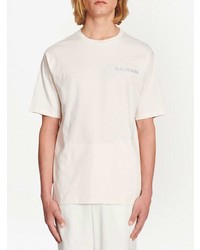 Мужская бежевая футболка с круглым вырезом от Balmain