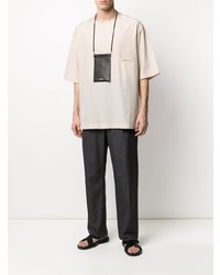 Мужская бежевая футболка с круглым вырезом от Lemaire