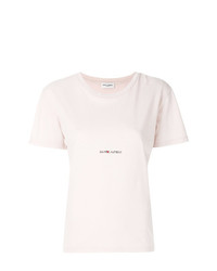 Женская бежевая футболка с круглым вырезом от Saint Laurent