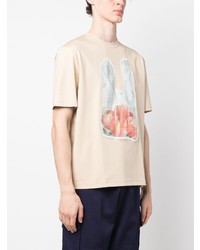 Мужская бежевая футболка с круглым вырезом от Lanvin