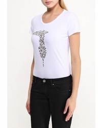 Женская бежевая футболка с круглым вырезом от Trussardi Jeans
