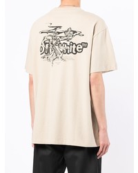 Мужская бежевая футболка с круглым вырезом от Off-White