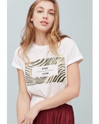 Женская бежевая футболка с принтом от Mango