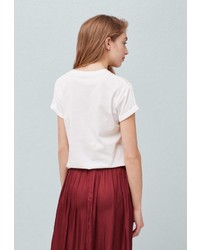 Женская бежевая футболка с принтом от Mango