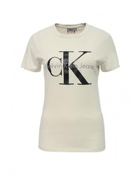 Женская бежевая футболка от Calvin Klein Jeans