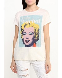 Женская бежевая футболка от Pepe Jeans