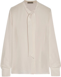 Бежевая шелковая блузка с длинным рукавом от Bottega Veneta