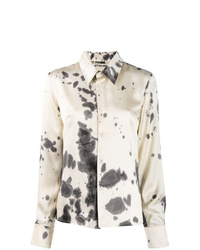 Женская бежевая шелковая классическая рубашка c принтом тай-дай от Ottolinger