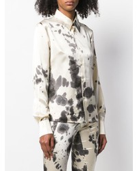 Женская бежевая шелковая классическая рубашка c принтом тай-дай от Ottolinger
