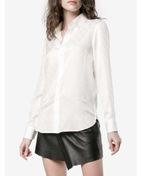 Женская бежевая шелковая классическая рубашка от Saint Laurent