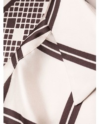 Мужская бежевая шелковая рубашка с коротким рукавом с геометрическим рисунком от 73 London