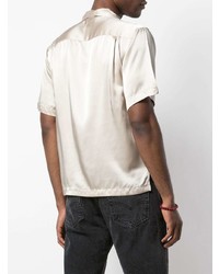Мужская бежевая шелковая рубашка с коротким рукавом с принтом от Enfants Riches Deprimes