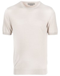 Мужская бежевая шелковая футболка с круглым вырезом от Corneliani