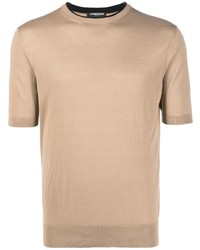 Мужская бежевая шелковая футболка с круглым вырезом от costume national contemporary
