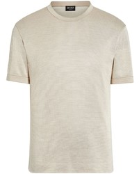 Мужская бежевая шелковая футболка с круглым вырезом от Zegna