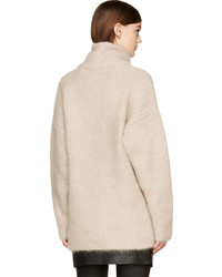 Женская бежевая шерстяная водолазка от Helmut Lang