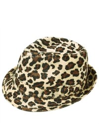 Бежевая шерстяная шляпа с леопардовым принтом