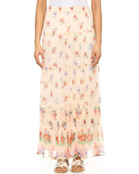 Бежевая шифоновая длинная юбка с цветочным принтом от Love Sam