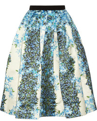 Бежевая юбка-миди с цветочным принтом от Tibi