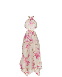 Бежевое вечернее платье с цветочным принтом от Zimmermann