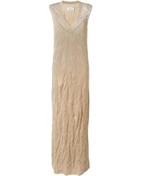 Бежевое вязаное платье-макси от Maison Margiela