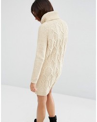 Бежевое вязаное платье-свитер от Asos