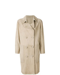 Женское бежевое кожаное пальто от Golden Goose Deluxe Brand
