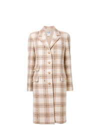 Женское бежевое пальто в клетку от Chanel Vintage